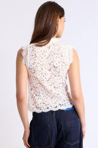 Ivory Lace Mandarin Crop Top