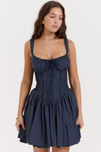 Navy Lace Corset Mini Dress