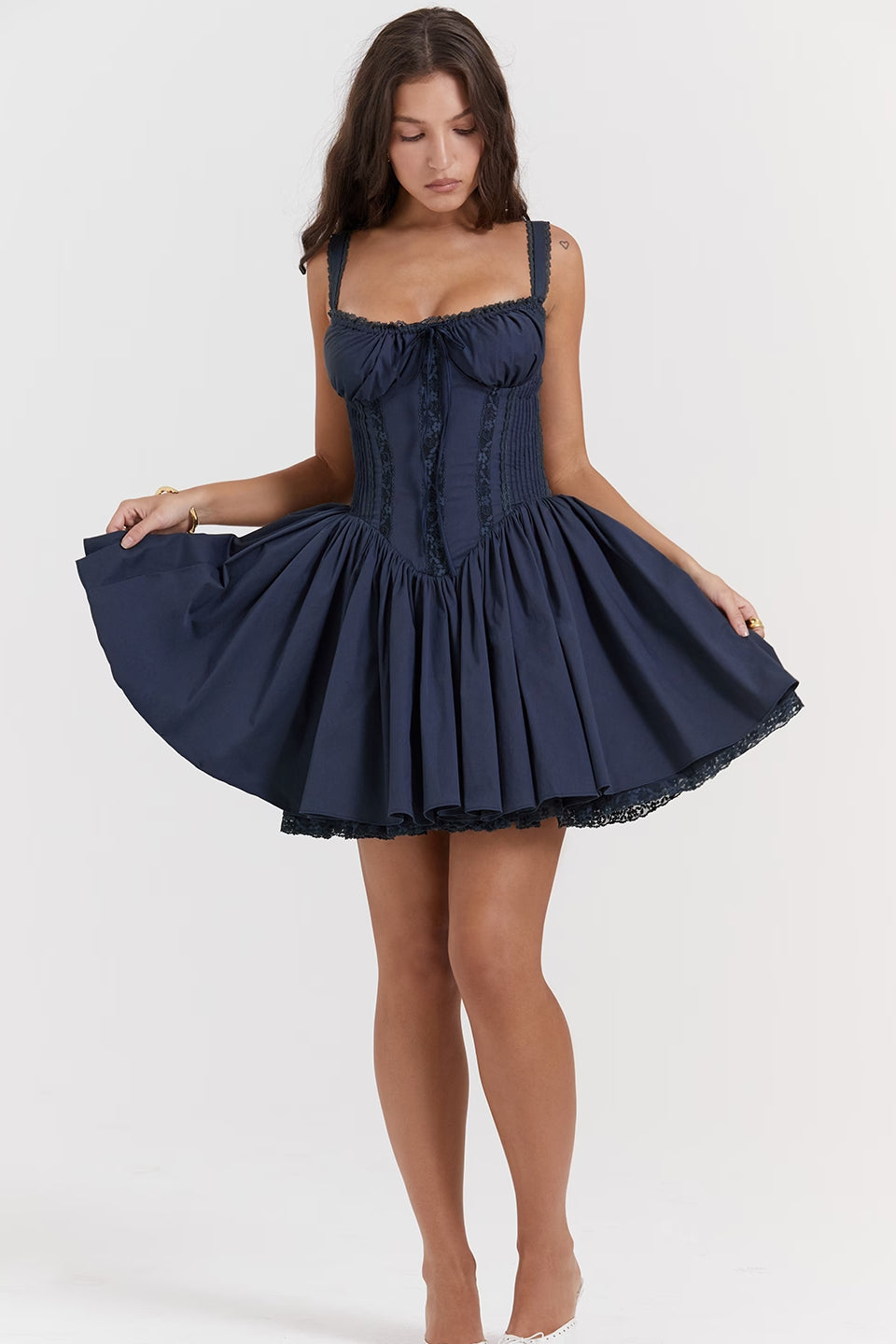 Navy Lace Corset Mini Dress
