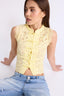 Yellow Lace Mandarin Crop Top