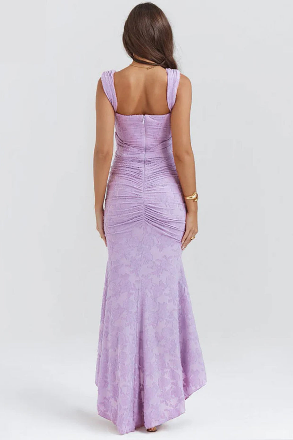 Lavender Floral Jacquard Maxi Dress