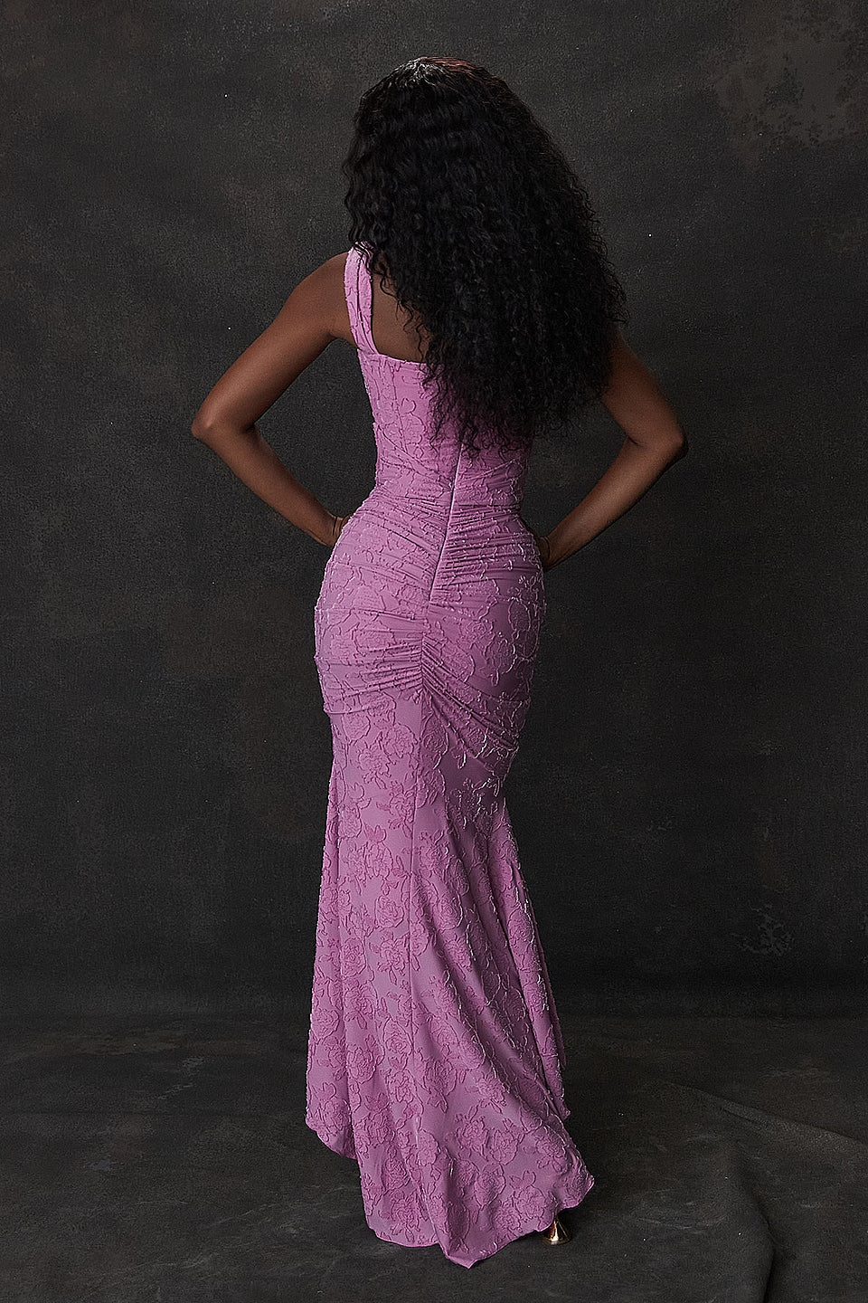 Pink Floral Jacquard Maxi Dress