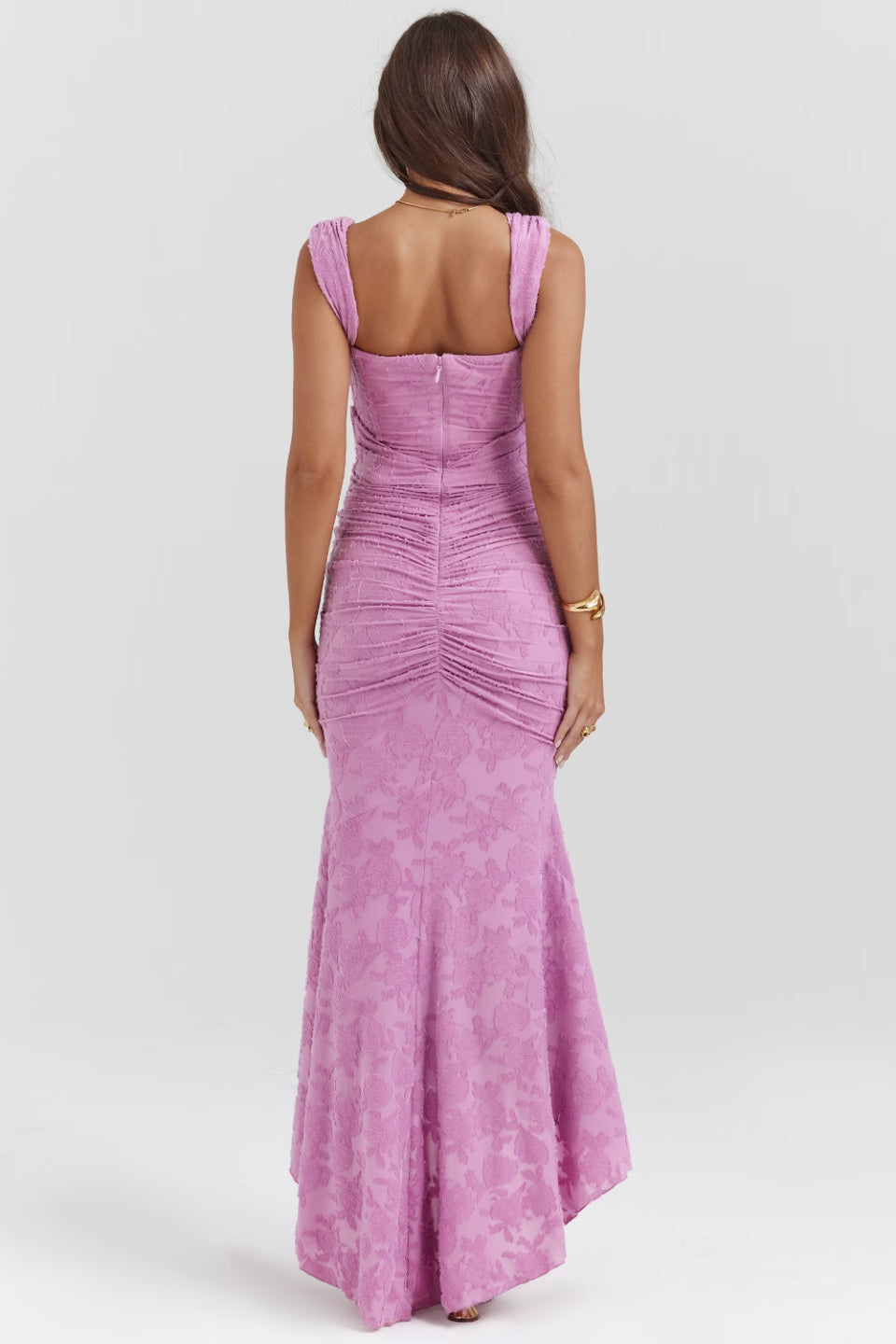 Pink Floral Jacquard Maxi Dress