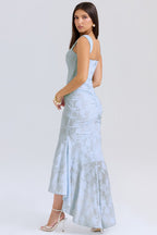 Baby Blue Floral Jacquard Maxi Dress