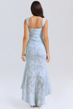 Baby Blue Floral Jacquard Maxi Dress