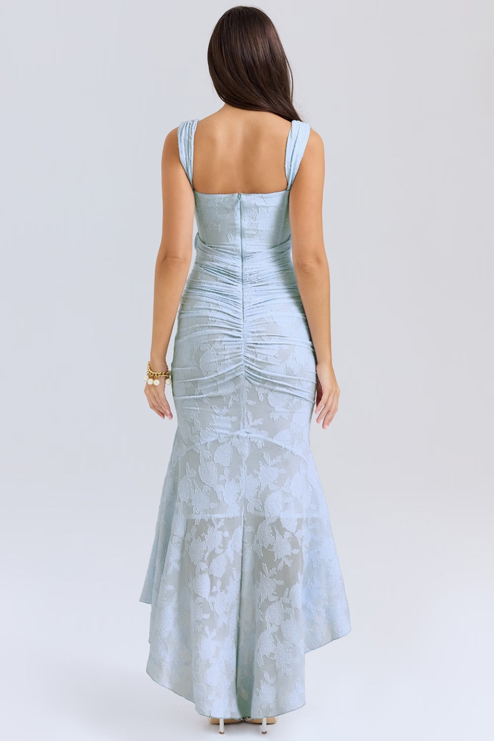 Baby Blue Floral Jacquard Maxi Dress