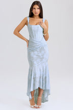 Baby Blue Floral Jacquard Maxi Dress
