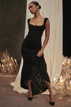 Noir Floral Jacquard Maxi Dress