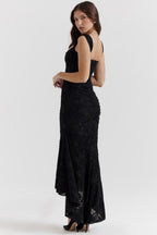 Noir Floral Jacquard Maxi Dress