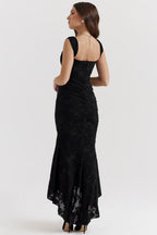 Noir Floral Jacquard Maxi Dress