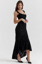 Noir Floral Jacquard Maxi Dress