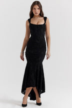 Noir Floral Jacquard Maxi Dress