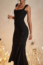Noir Floral Jacquard Maxi Dress