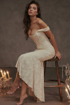 Ivory Floral Jacquard Maxi Dress