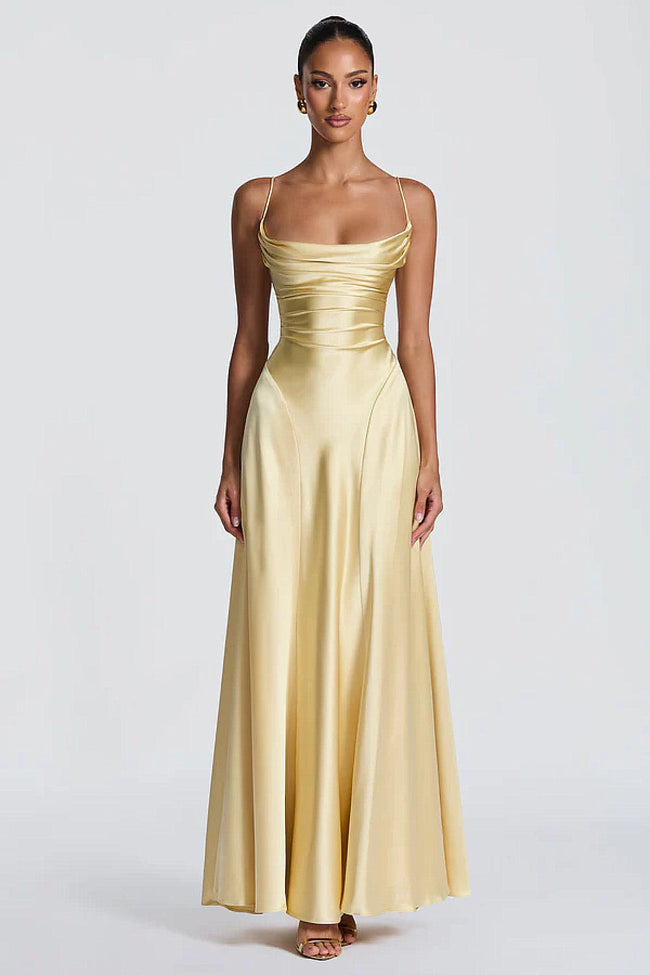 Champagne Satin Maxi Dress Main Image