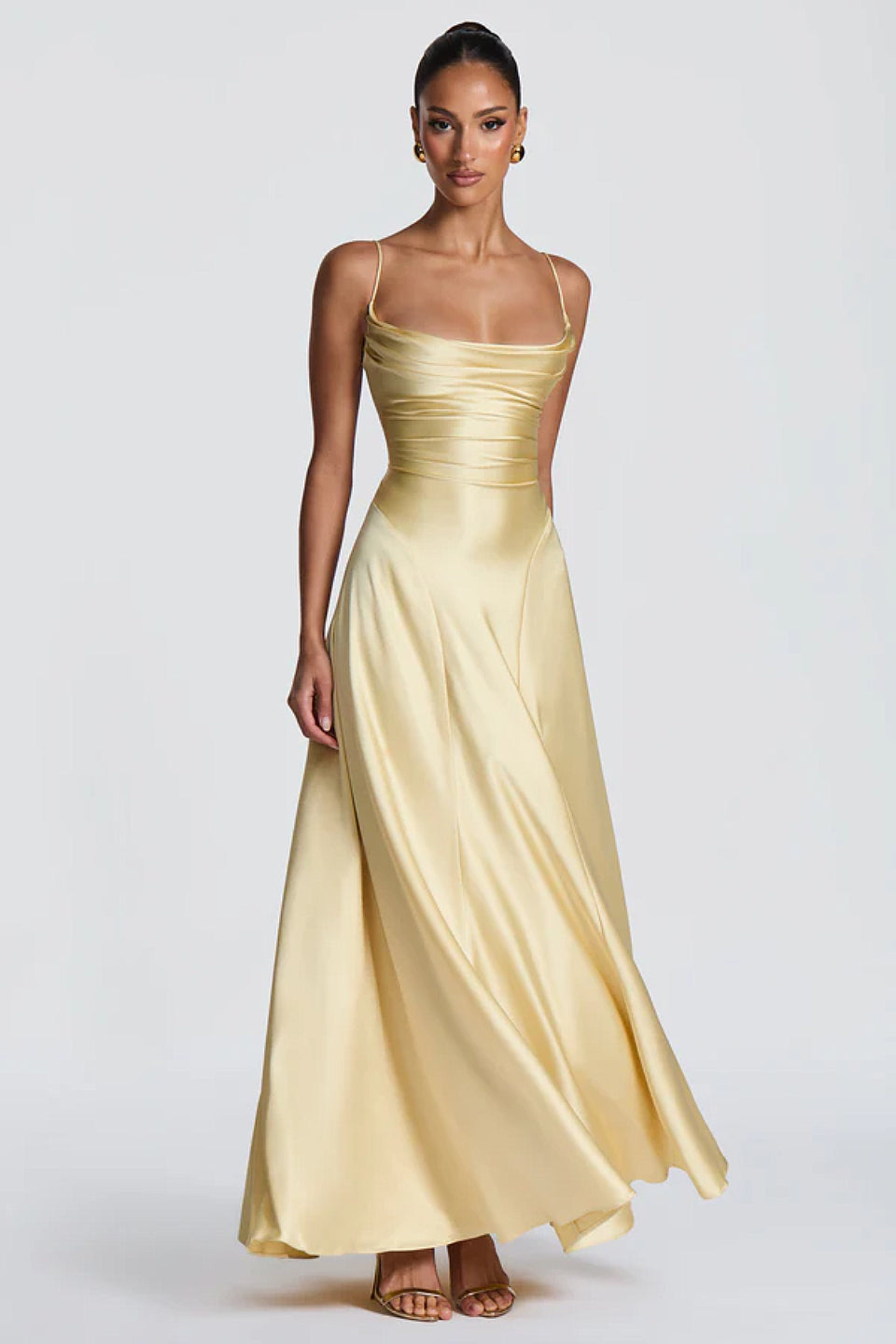 Champagne Satin Maxi Dress