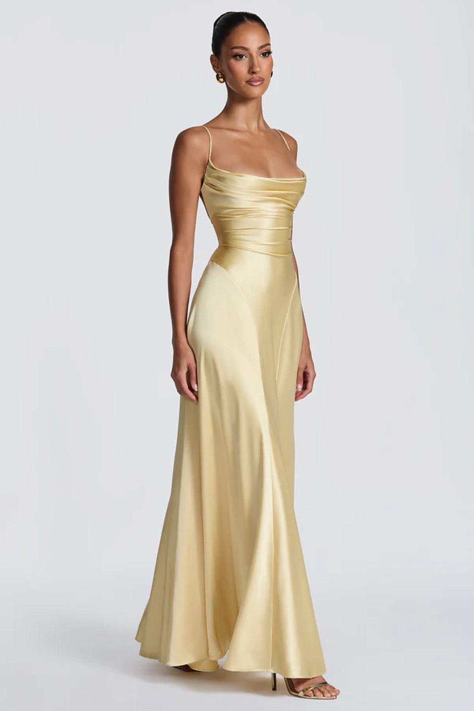 Champagne Satin Maxi Dress