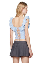 Baby Blue Eyelet Corset Crop Top