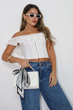 White Eyelet Corset Crop Top