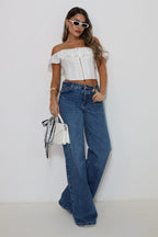 White Eyelet Corset Crop Top