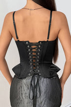 Lace Trim Satin Corset