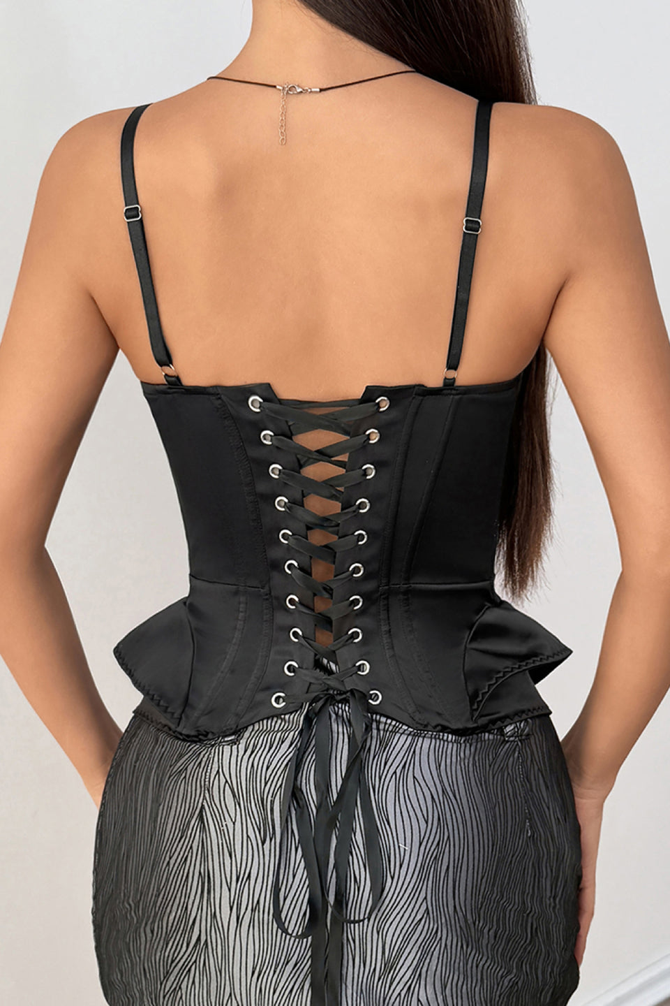 Lace Trim Satin Corset