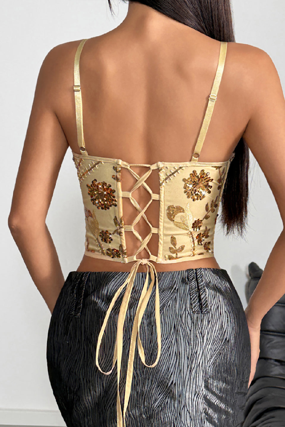 Gold Sequin Corset Top