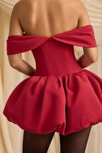 Red Off Shoulder Corset Mini Dress