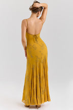 Yellow Embroidered Maxi Dress