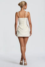 White Square Neck Corset Mini Dress