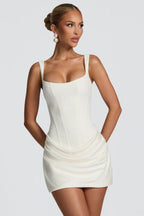 White Square Neck Corset Mini Dress