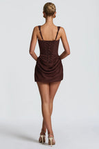 Brown Square Neck Corset Mini Dress