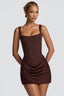 Brown Square Neck Corset Mini Dress