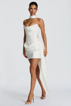 White Satin Corset Mini Dress
