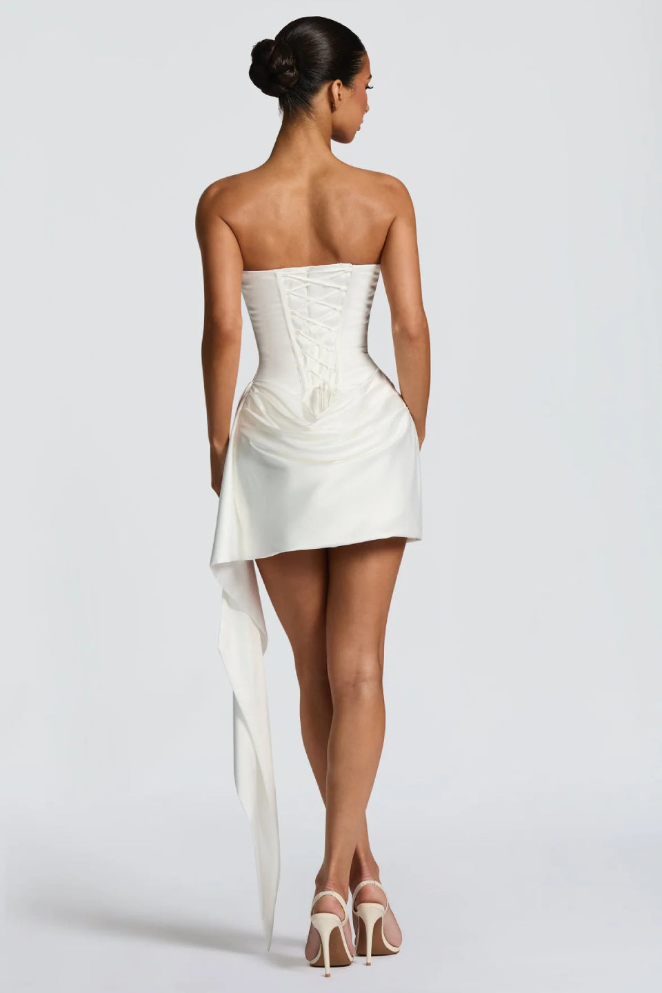 White Satin Corset Mini Dress