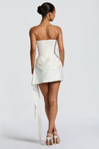 White Satin Corset Mini Dress