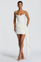 White Satin Corset Mini Dress