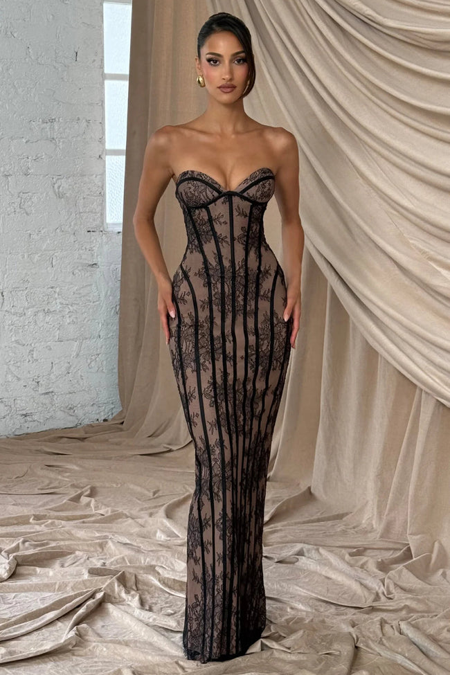 Lace Corset Mermaid Maxi Dress Main Image