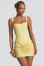 Pale Yellow Square Neck Corset Mini Dress