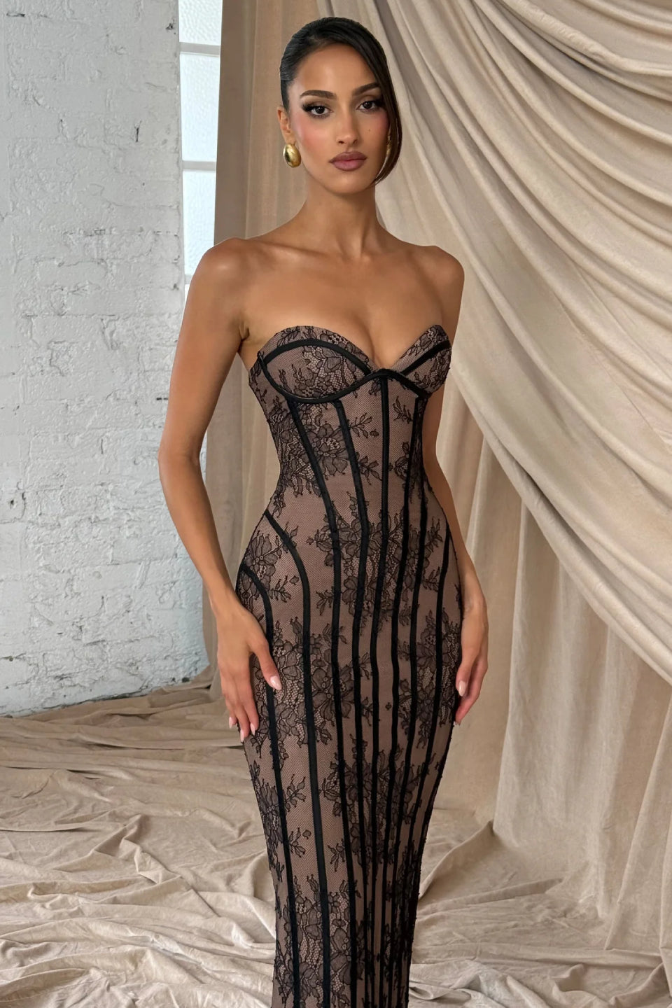 Lace Corset Mermaid Maxi Dress