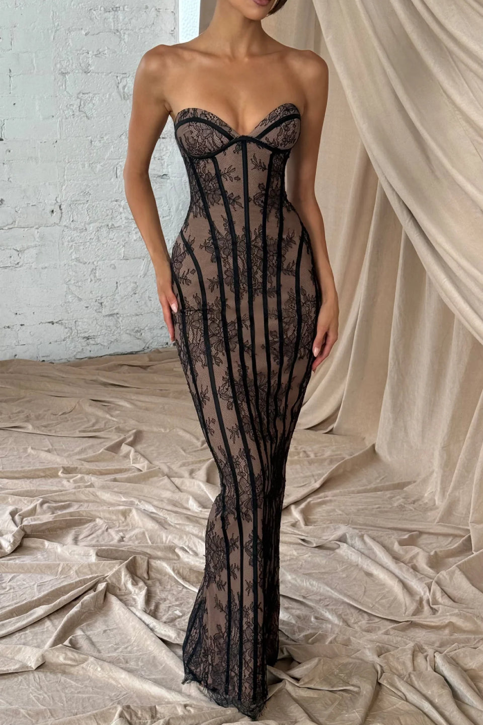 Lace Corset Mermaid Maxi Dress