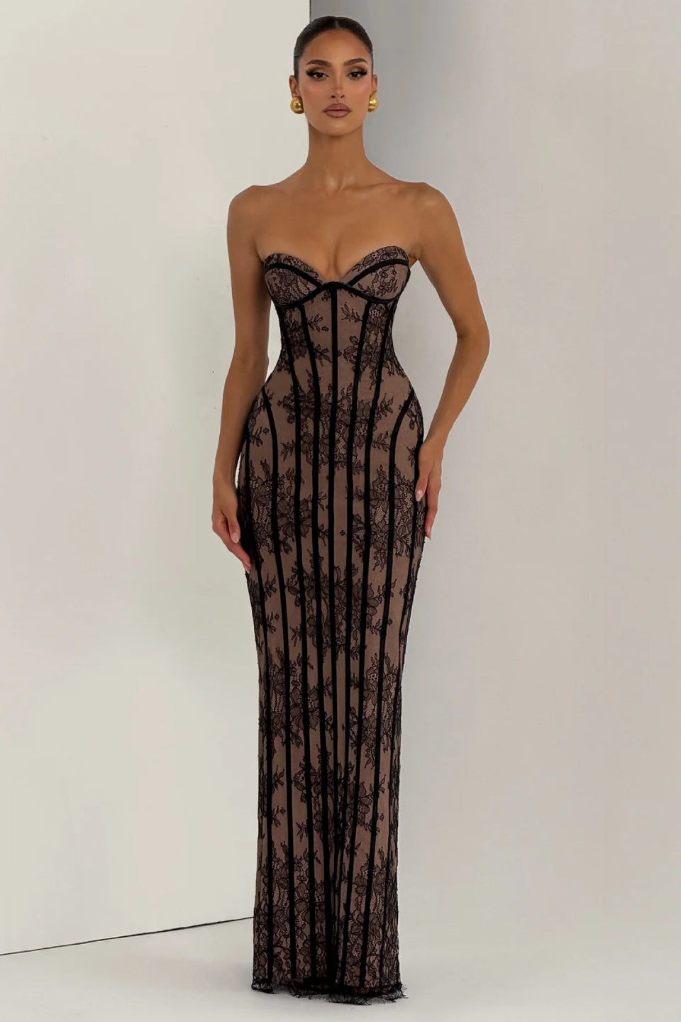 Lace Corset Mermaid Maxi Dress