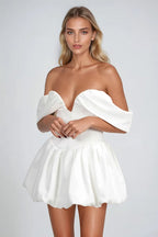White Off Shoulder Corset Mini Dress
