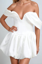 White Off Shoulder Corset Mini Dress