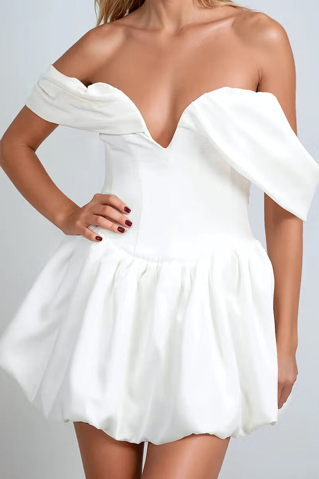 White Off Shoulder Corset Mini Dress Main Image