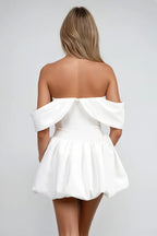 White Off Shoulder Corset Mini Dress