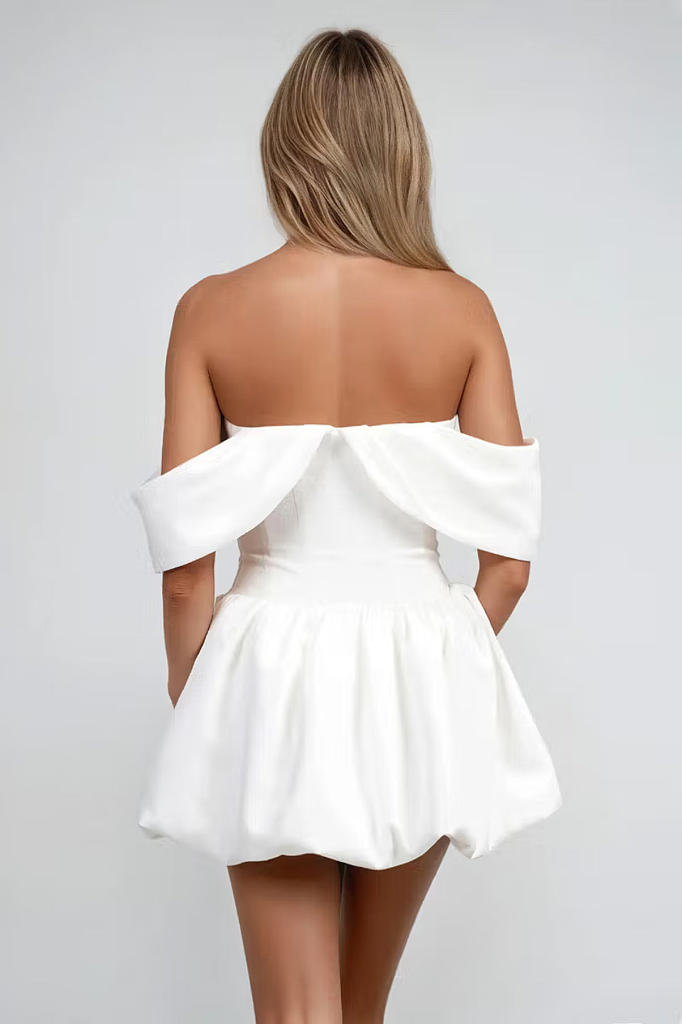 White Off Shoulder Corset Mini Dress