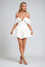 White Off Shoulder Corset Mini Dress
