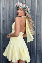 Yellow Halter Mini Dress