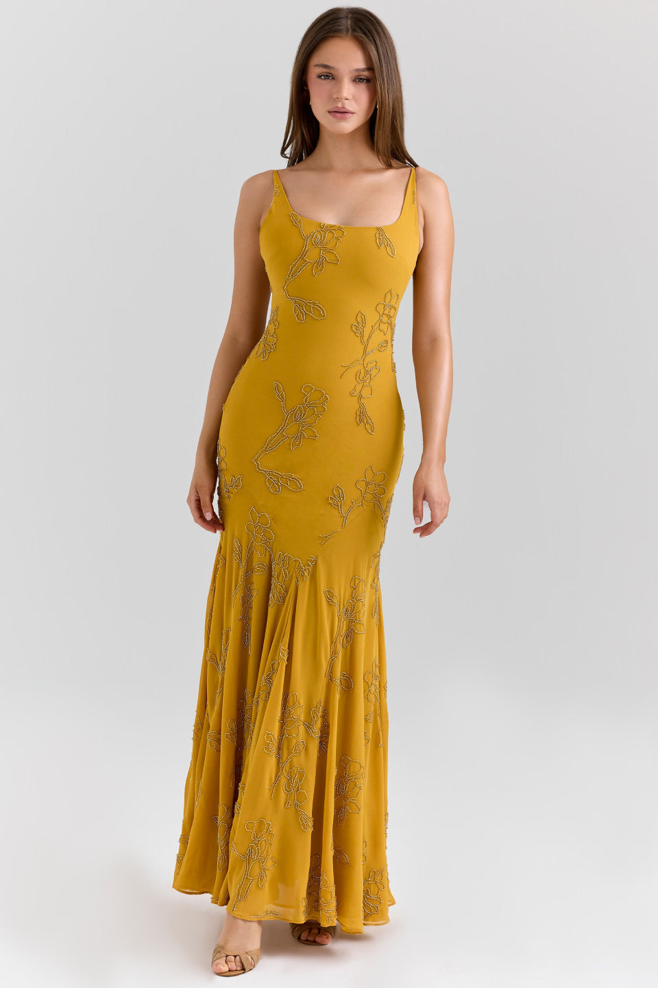 Yellow Embroidered Maxi Dress